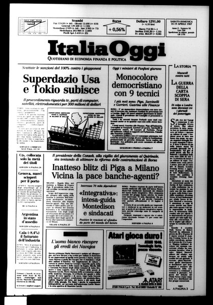 Italia oggi : quotidiano di economia finanza e politica